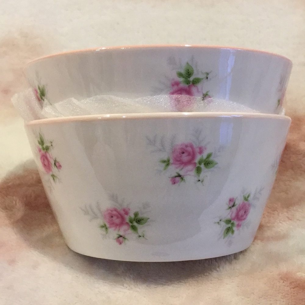 Elegance Pink Rosets Trinket Dish Duo Soap Dish Food Ramicans, NWT 4.25x2.25”